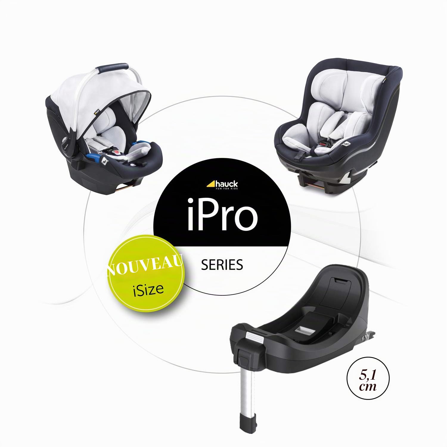 hauck Base ISOFIX pour Siège Auto i-Size iPro Baby et iPro Kids, iSize ECE R129, pour Bébés et Enfant dès la Naissance, Installagion Facile et Sûre, Noir