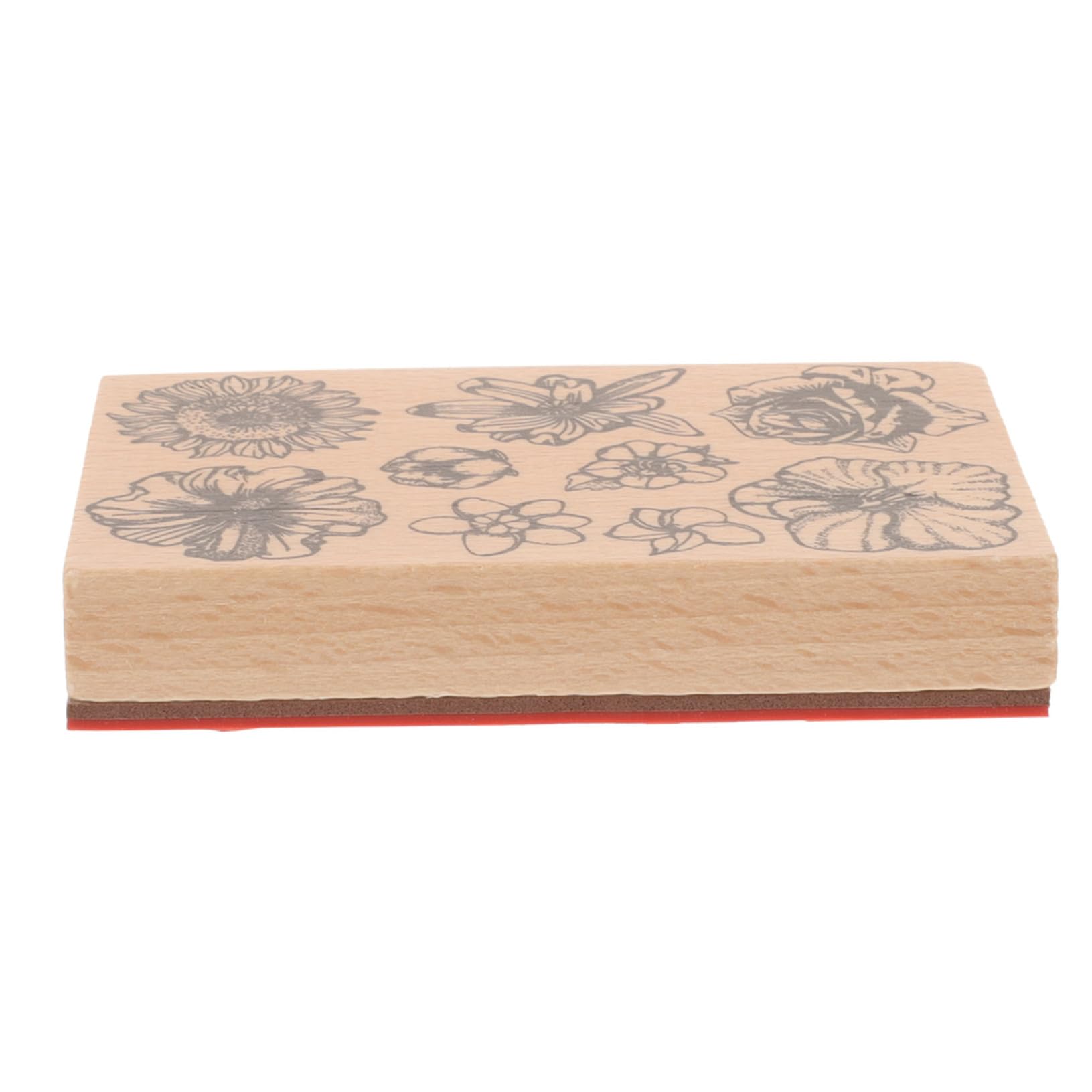 DOITOOL 4 Stück Holz DIY Stempelset Handgemachter Dekorativer Stempel für Scrapbooking Karten und Bastelprojekte Blumenmuster für DIY Enthusiasten