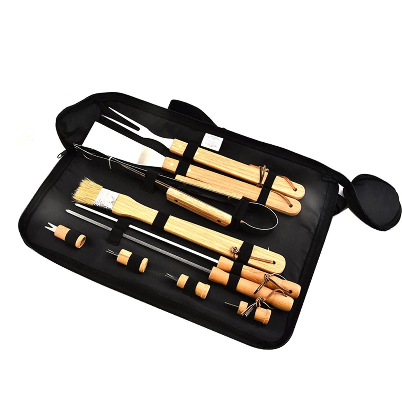 Set di 10 Utensili per Barbecue Resistenti, Utensili per griglia in Acciaio Inossidabile con Manici, Kit di Accessori per Barbecue per Cucinare all'aperto