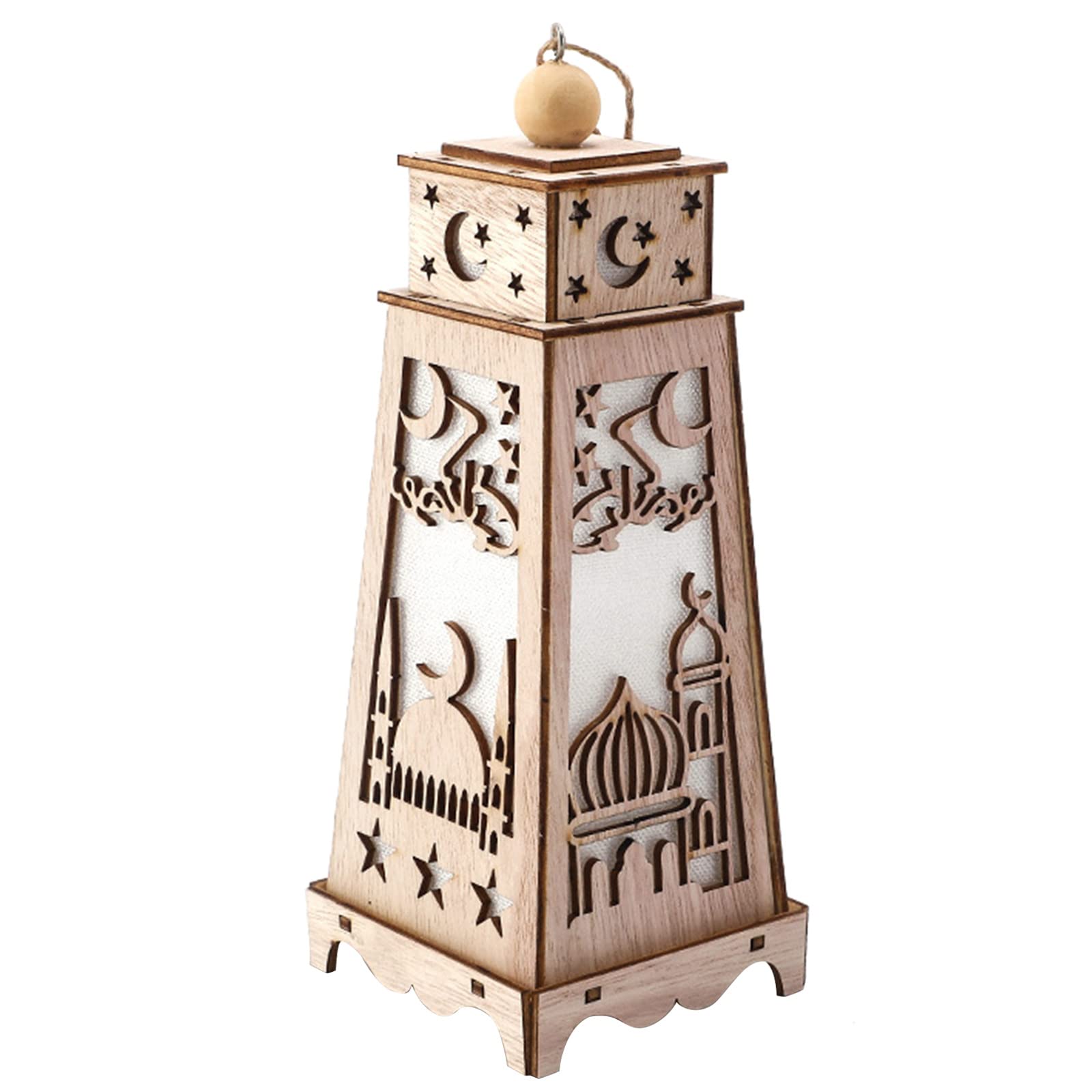 Buxuaaaa Eid Wood Led Light Pendant Wood Ornaments Decoration Supplies Accessory for Dormitory Restaurant Dining Room Eid Ornaments