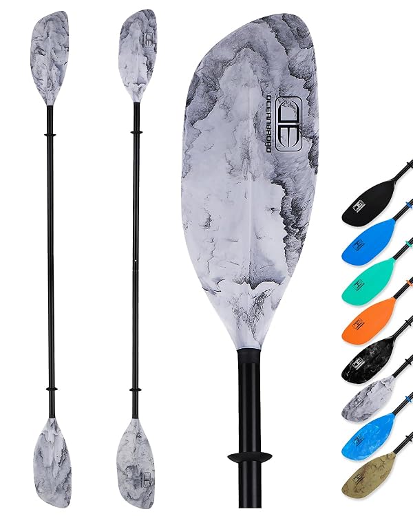 OCEANBROAD Kayak Paddle 86in/218cm Alloy Shaft 2-Piece Floatable Kayak Oar for Kayaking Canoeing Boating, 1 Paddle, White Granite by OCEANBROAD - Used condition - US$31.99