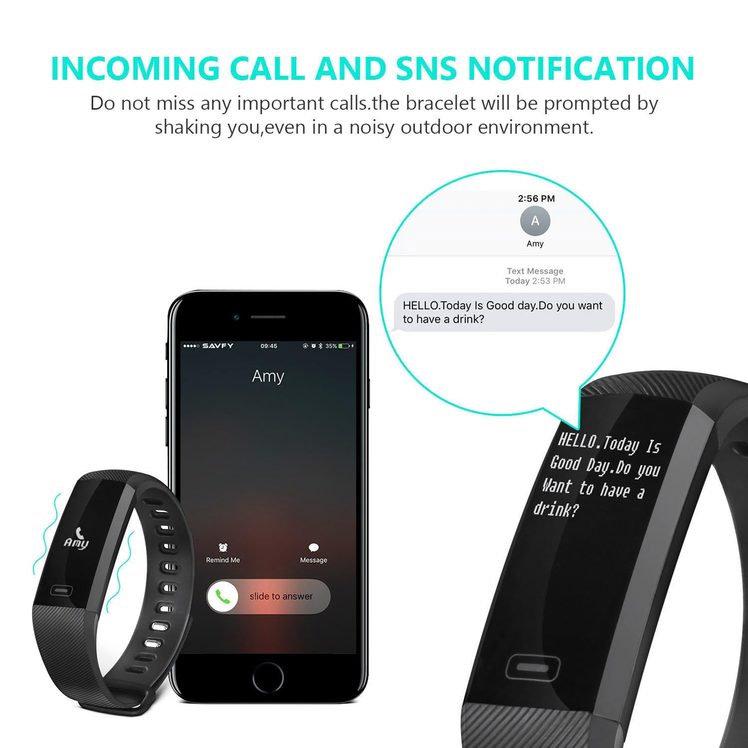 Sport Attività Sleep Tracker Frequenza Cardiaca Fitness Pedometro Bracciale Smart Watch