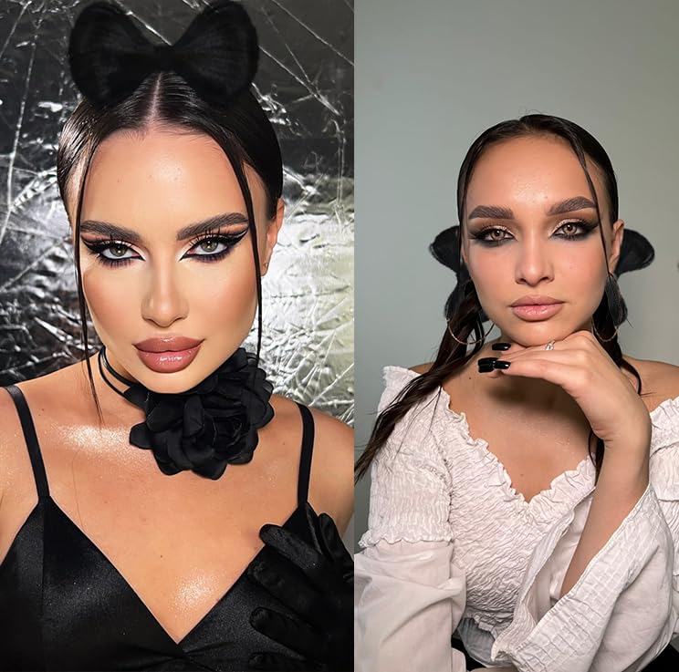 2pcs Bowknot Hair Bun Pieces with Scrunchies Black Bowknot Wig Clips Synthetic Fake Hair Buns Women Party Hair Styling Tools Hair Clips Accessories