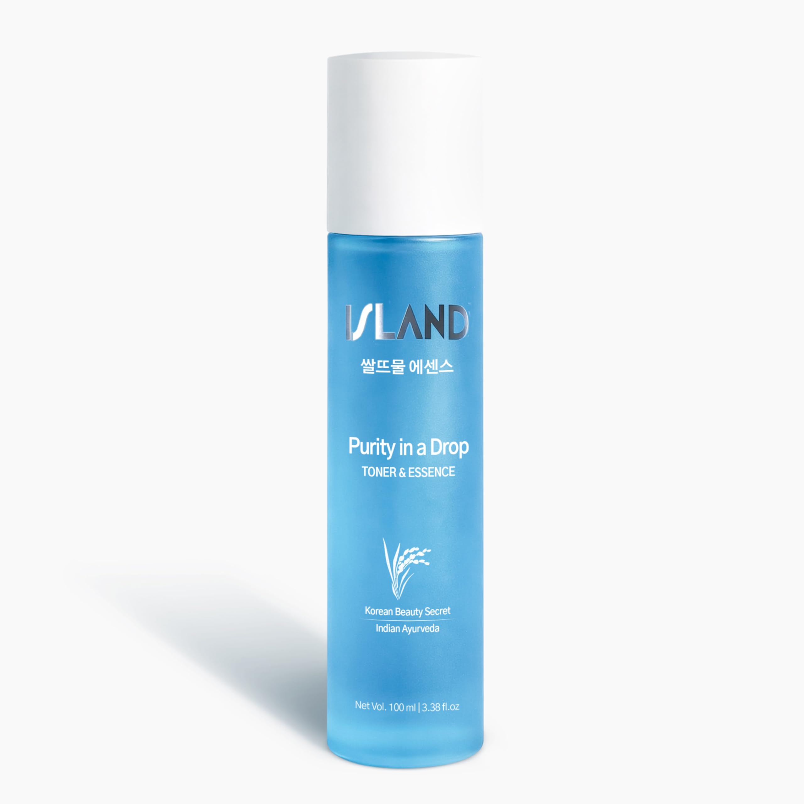 ISLAND 2-in-1 Purity Drop Exfoliating Toner + Hydrating Essence - 7% AHA BHA Face Toner with Korean Rice Water & Turmeric - Alcohol-Free Glow Liquid for All Skin Types - 100ml