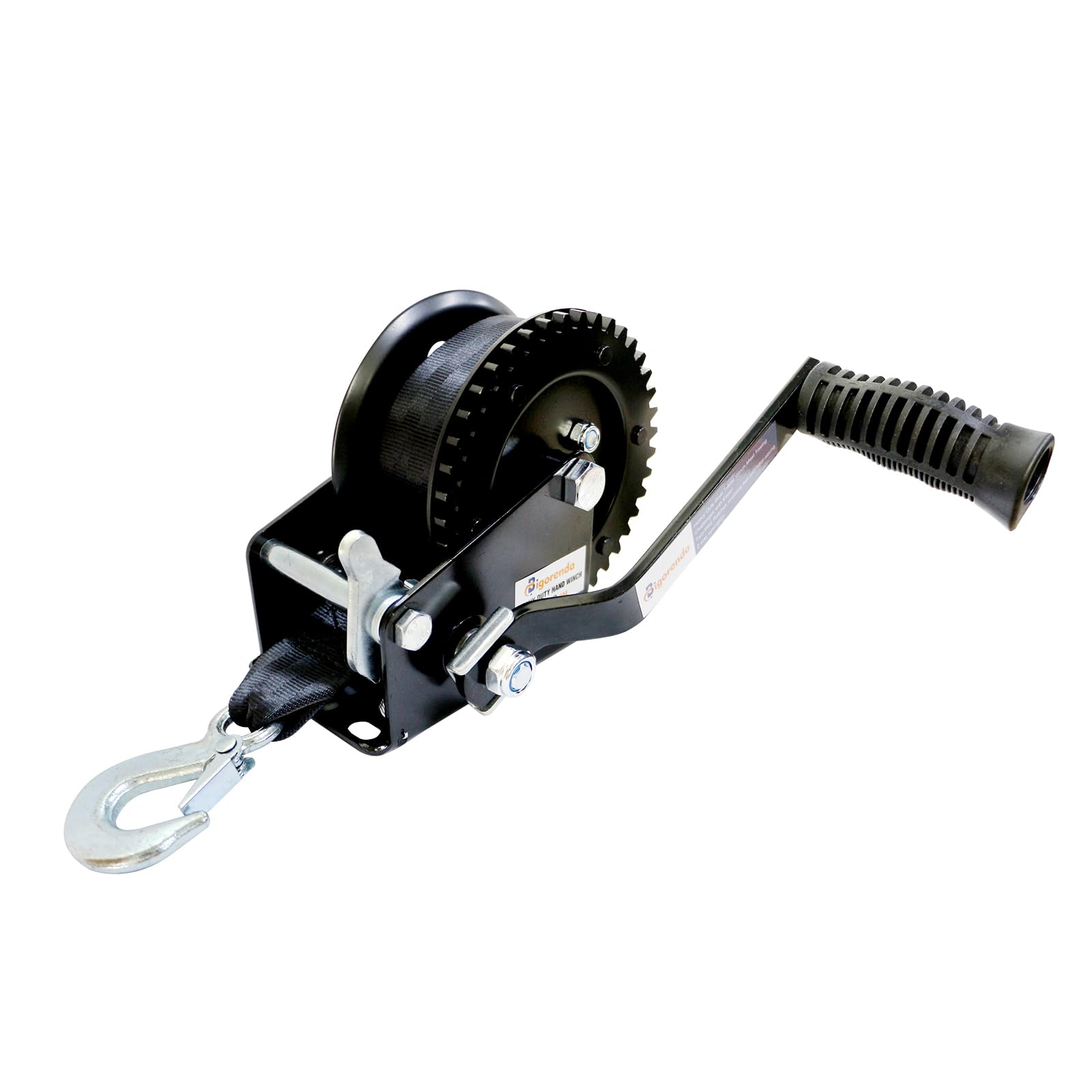 Hand Winch, Heavy Duty Boat Trailer Winch Hand Winch with 10M (33FT) Polyester Strap and Two-Way Ratchet, 1600LBS Pulling Capacity, Manual Operated Hand Crank Winch for Trailer, Boat or ATV Towing — view 11