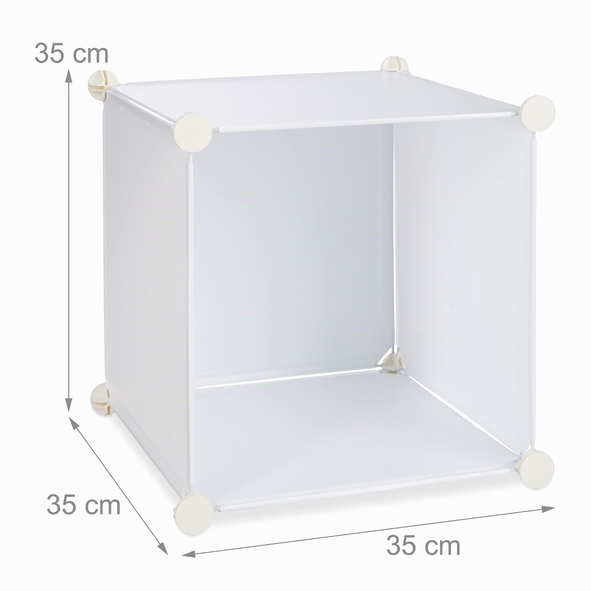 Relaxdays Étagère cubes rangement penderie armoire 12 compartiments plastique modulable HxlxP: 145,5 x 145,5 cm, blanc