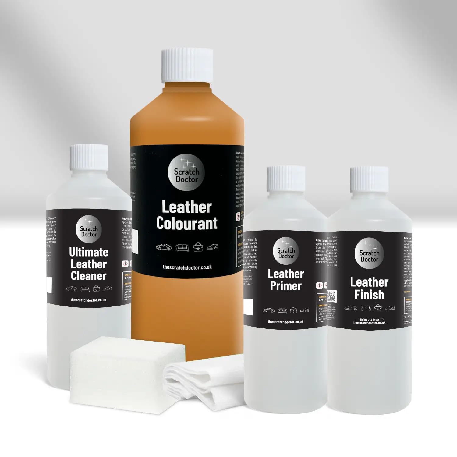 The Scratch Doctor Leather Recolouring Kit for Furniture & Car Seats | Clean, Dye & Protect | Includes Cleaner, Primer, Dye & Sealant (Dark Grey, 1000ml) — view 20