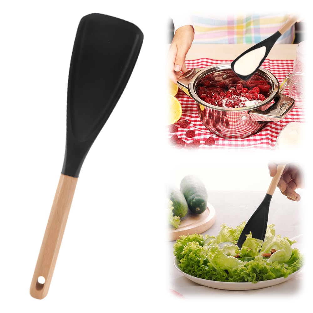 Multi-function Spatula Spoon, 2025 New Silicone Cooking Utensils for Kitchen, Matte Multifunction Spatula Spoon for Cooking (1, Black)