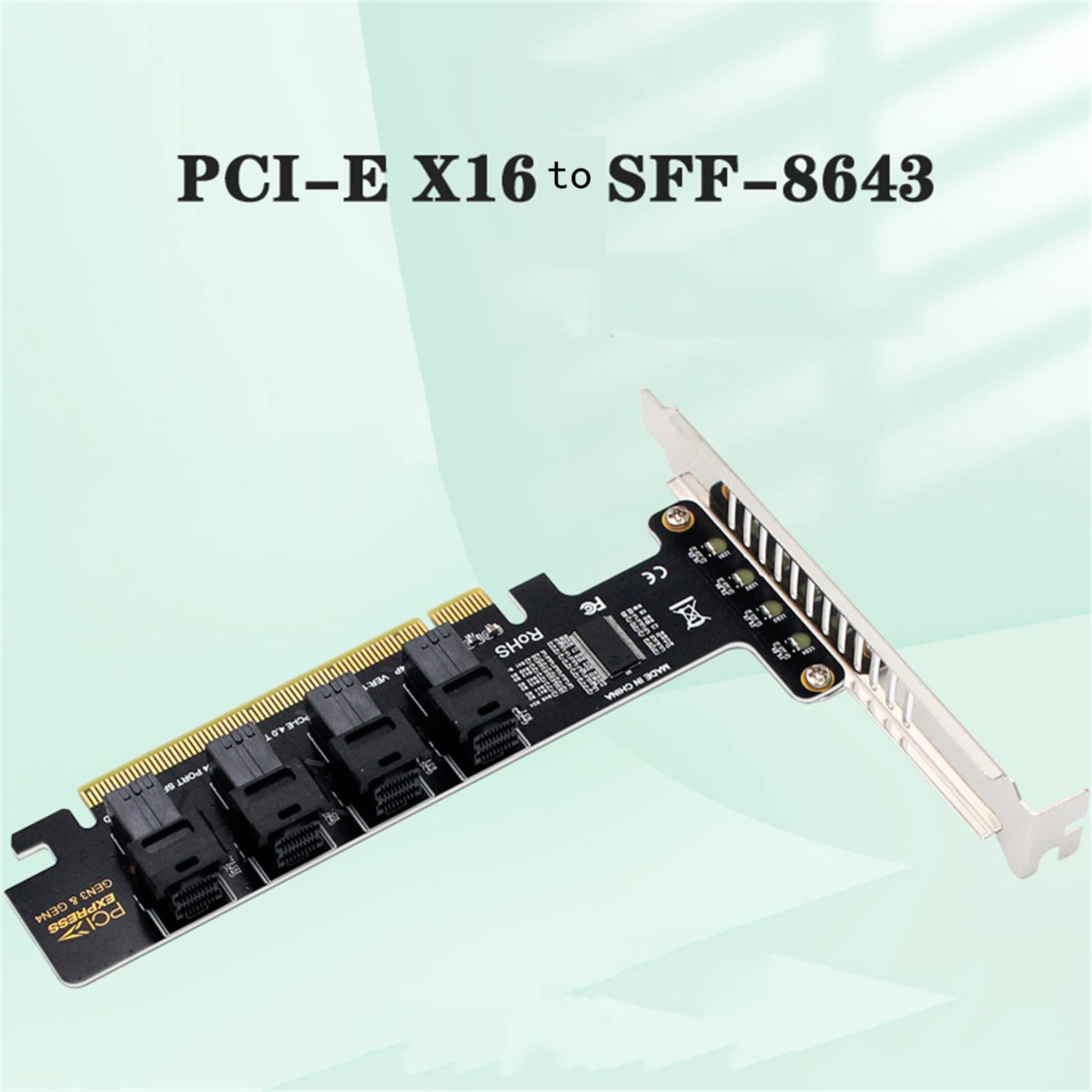 WANGCL Karta przejściowa PCIe 4.0 na U.2 High Speed PCIe X16 do 4-portowego konwertera NVME SFF8643 SFF8639