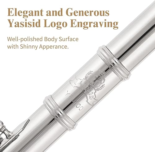 Miniatura 4 de Yasisid Flauta C Flauta con agujero cerrado de 16 teclas para principiantes y niños, instrumento de flauta con una funda de transporte, soporte,