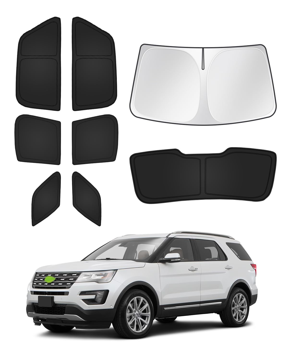 Canvcle Sunshades for Ford Explorer 2011-2019 Accessories Windshield Sun Shade Side Rear Window Shade Cover Sun Visor Shield Privacy Protection Keep Vehicle Cool Black 8PCS