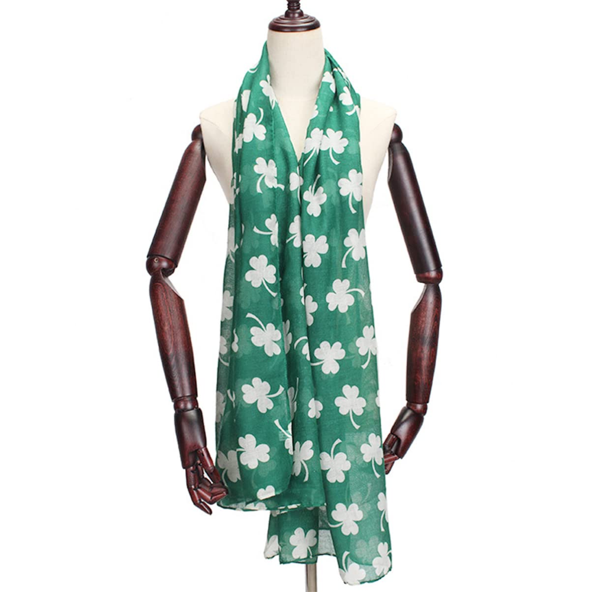 GALPADA Moda Patricks Costume - Arredamento Stampato Shamrock Giorno Donne Ladieswhite Accessori Vestito Avvolgere Signora Sciarpa Signore Scialle Ragazza Trifoglio Bianco Accessary