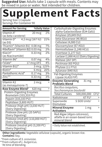 Miniatura 6 de Garden of Life 22 enzimas digestivas para mujeres de 50 años en adelante con bromelina papaína y lactasa además de probióticos y vitaminas B12