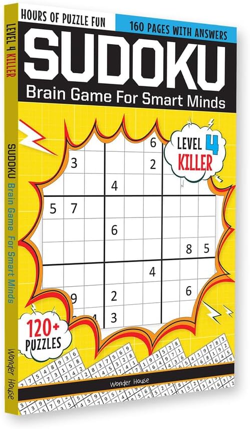 Sudoku - Brain Games For Smart Minds Level 4 Killer : Brain Booster Puzzles for Kids, 120+ Fun Games