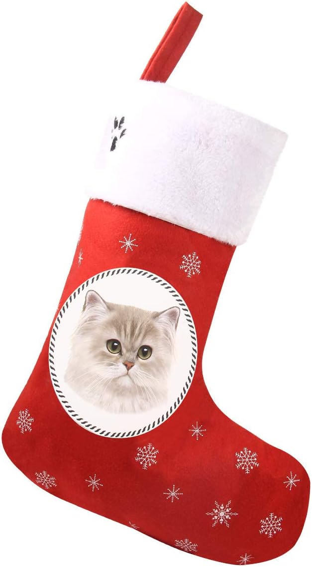 Red Lovely Pets Pattern Christmas Stockings for Cats