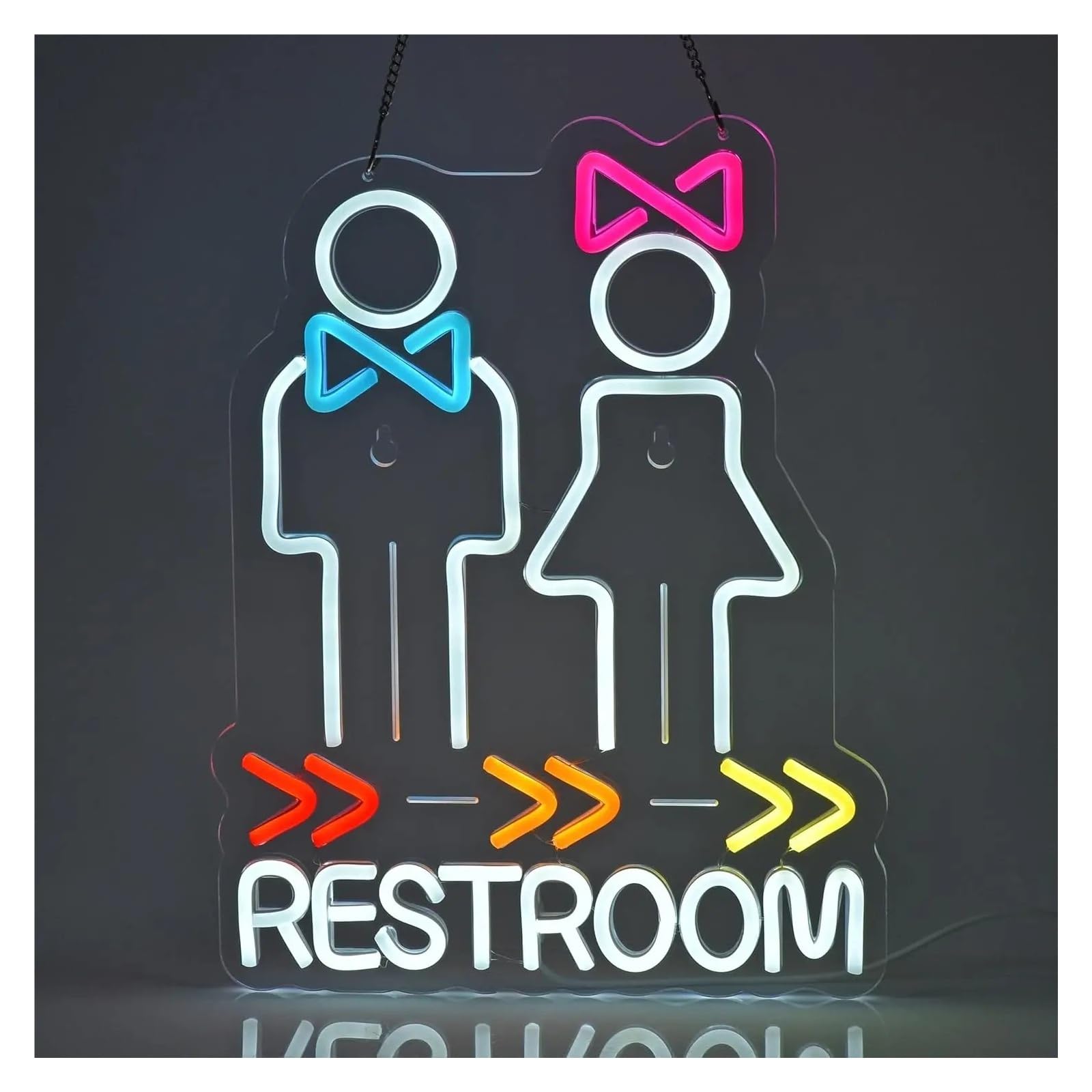 LEMST Signs Lamp Restroom Neon Sign Light Hanging Wall Art Decoration for Restaurant Store Food Shop Cafe Bar Pub Market Party Home Decor 38X28.7cm/15X11.3in