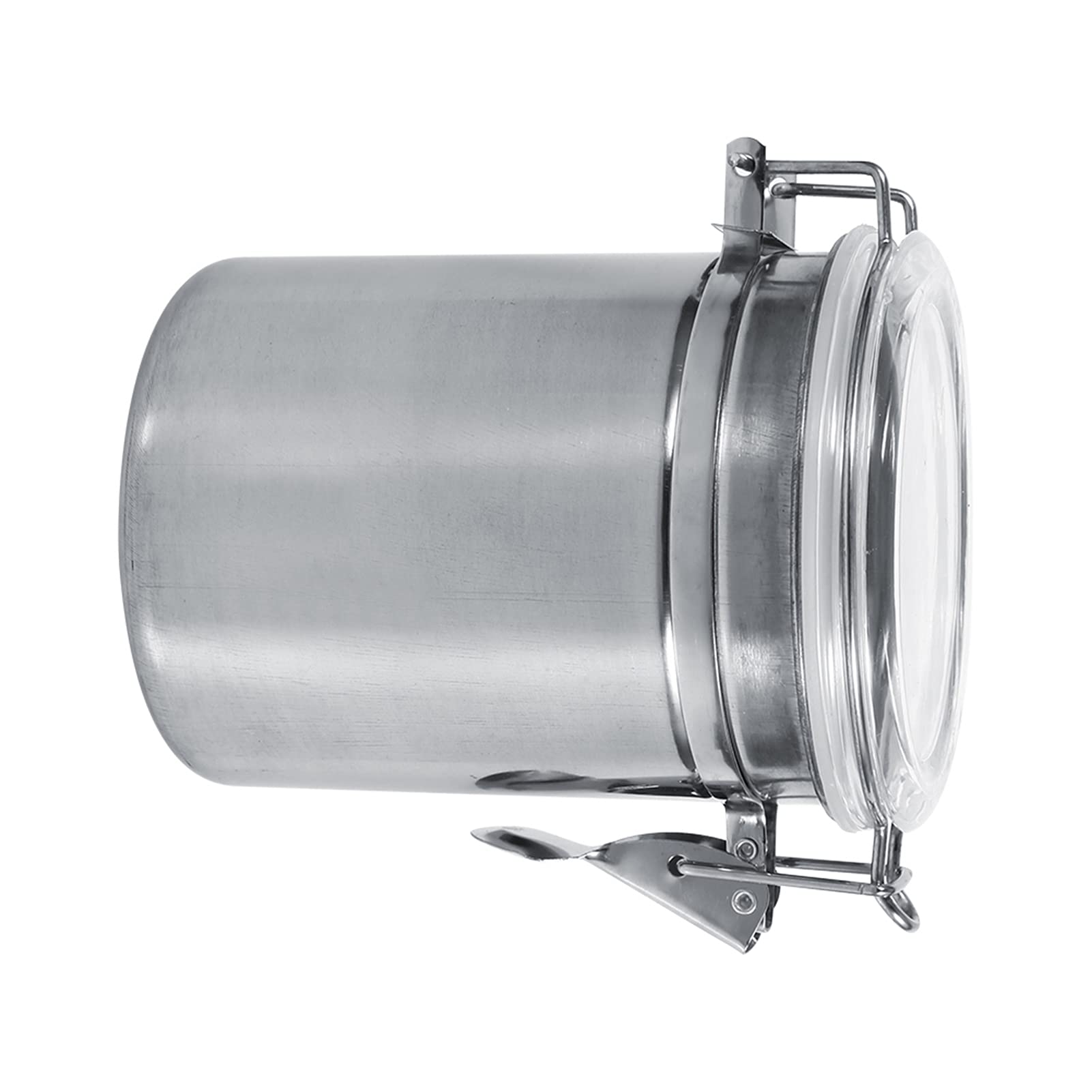 HERCHR Barattolo Ermetico In Acciaio Inox Per Alimenti - Capacità 200-300g - Con Coperchio A Chiusura Ermetica E Morsetto - Per Caffè, Tè, Zucchero, Farina - 10x11 Cm - 2