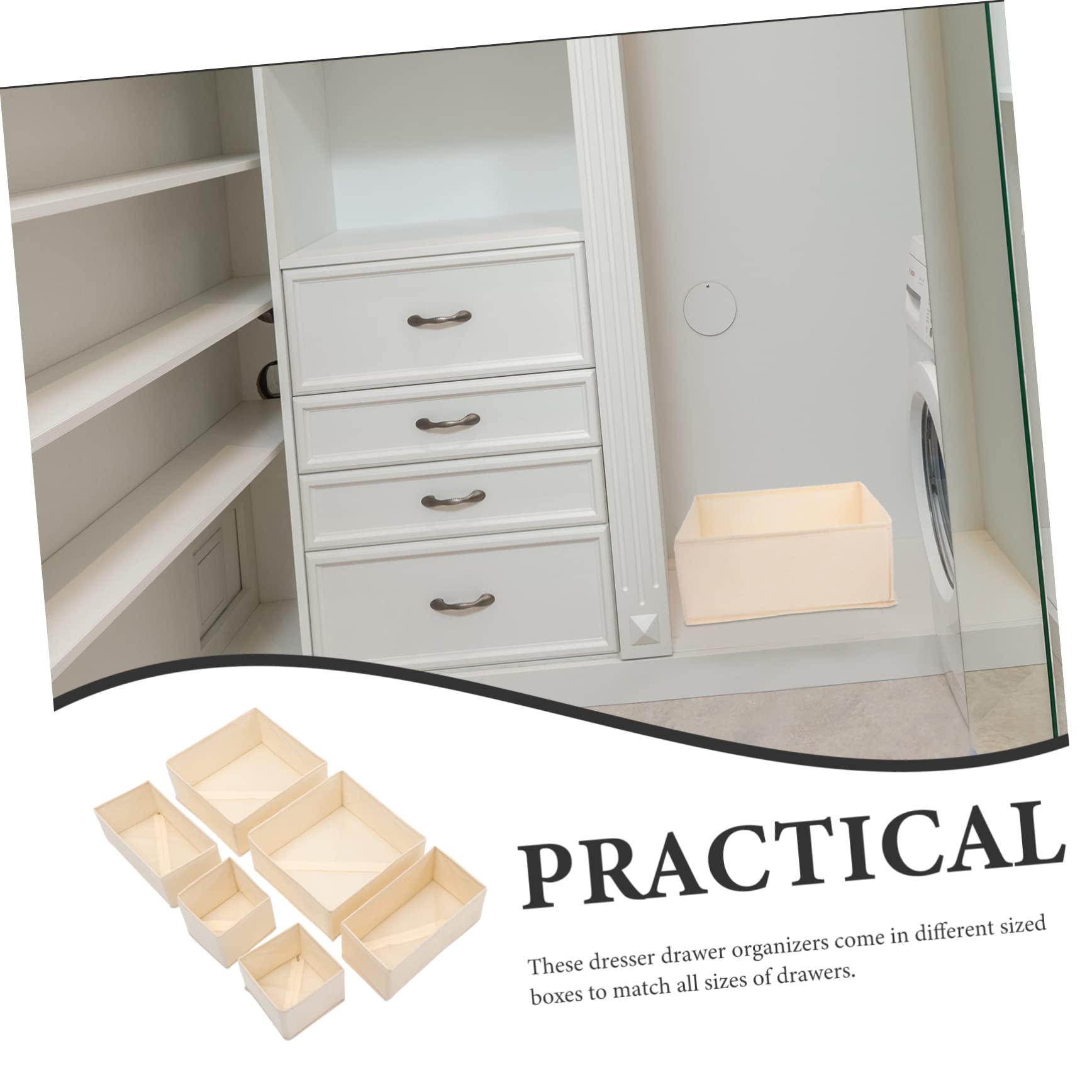MAGICLULU Aufbewahrungsboxen Praktischer Schubladenorganizer Beige 6 Stück mit Reißverschluss Stabilem Pp Platten Rücken und Doppelt Feiner Naht für Unterwäsche und Socken