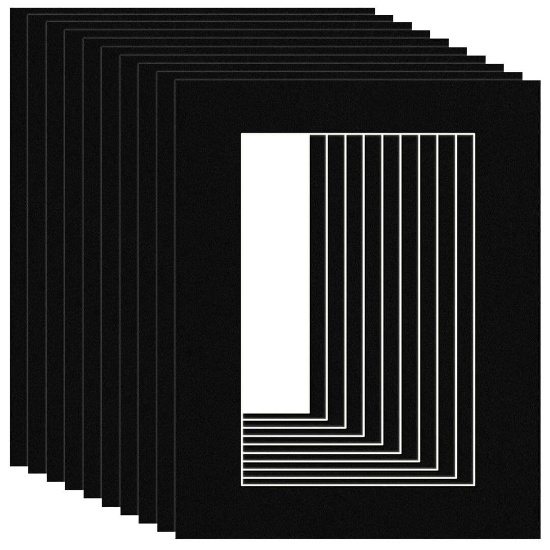 Procut Global 20x16" Black Picture Mounts Board to Fit 15x10" Aperture Size - Photo Mount Card Ideal for Prints, Artwork, Crafts & Certificates - Sizes & Colors Available - Pack of 10 โ image 1