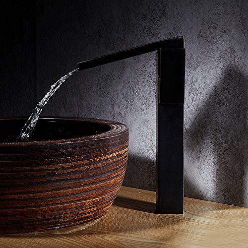 Mitigeur vintage noir en plein cuivre pour vasque style cascade retro de salle de bain