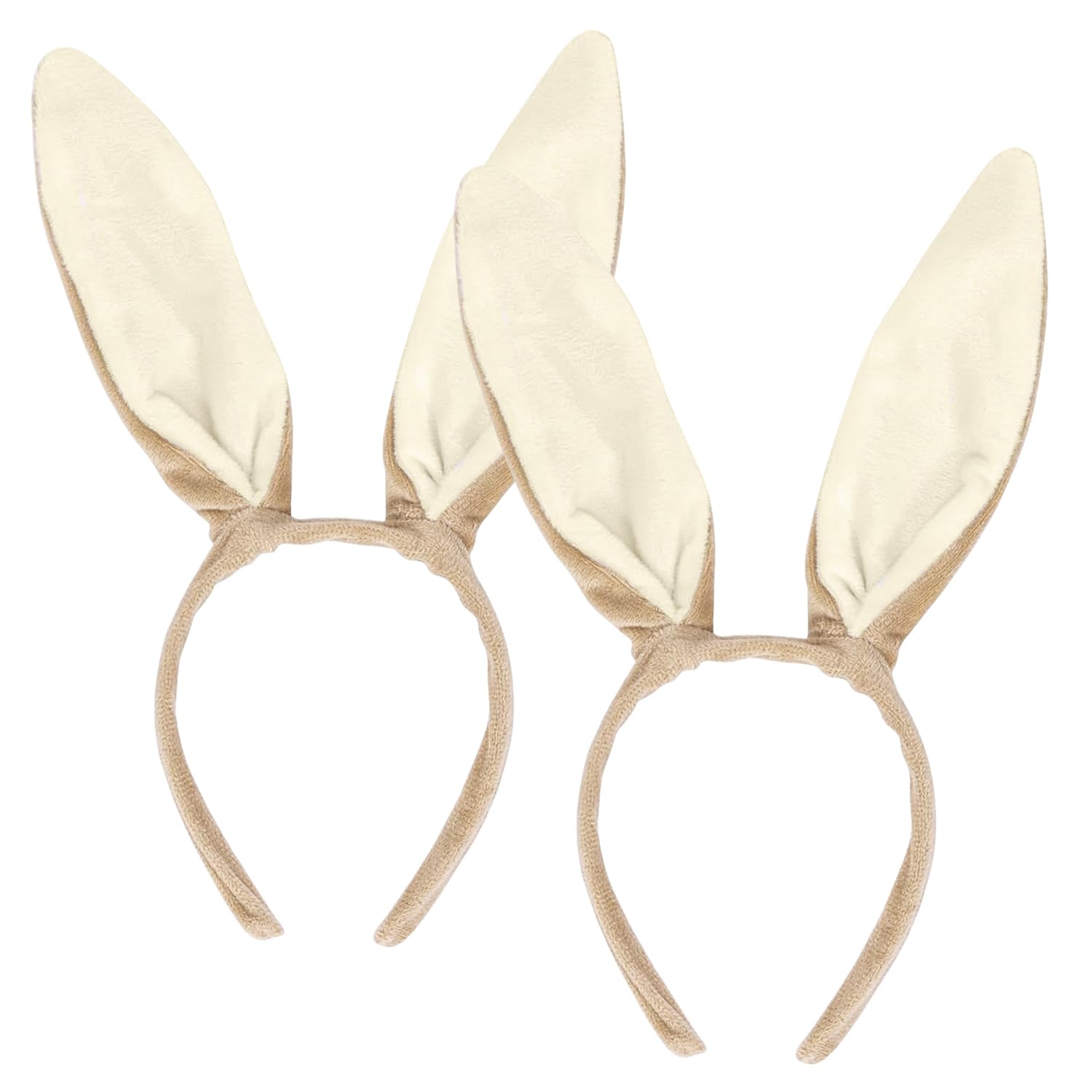 FIGCY 2-Pack Bunny Ear Headbands, Plush Headband Brown Tone for Easter Adult Costume, Bunny Ears Accessories for Carnival and Party