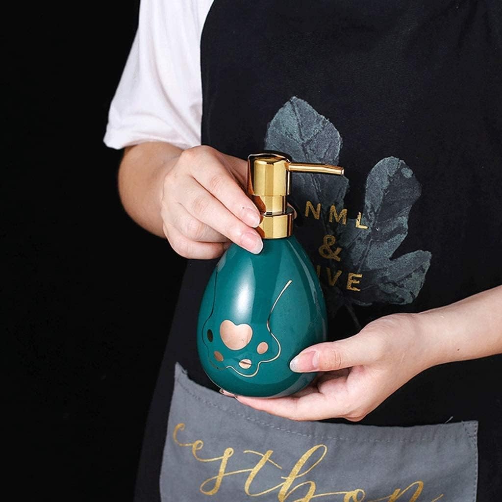 OLOTU Ceramic 13.5 oz Soap Dispenser Kitchen refillable Lotion Dispensers with Removable Pump Bathroom Soap Pump Dispenser