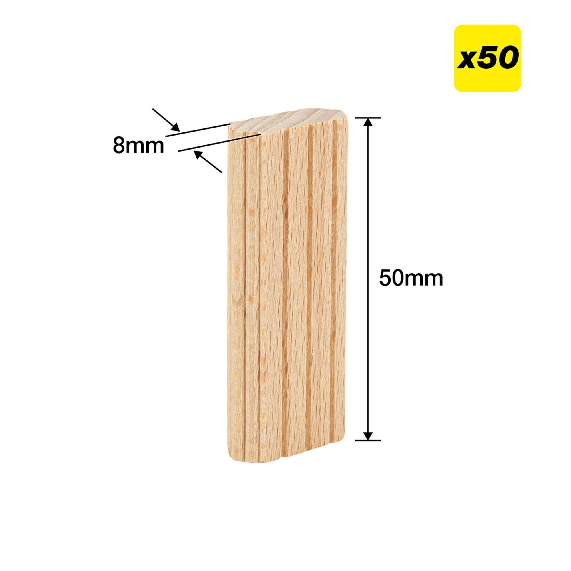 Trend Profesjonalne łączniki drewniane z bukowego drewna 50 szt. (8 x 50 mm) do stolarstwa, ciesielstwa i ram meblowych, TEN/8X50/50