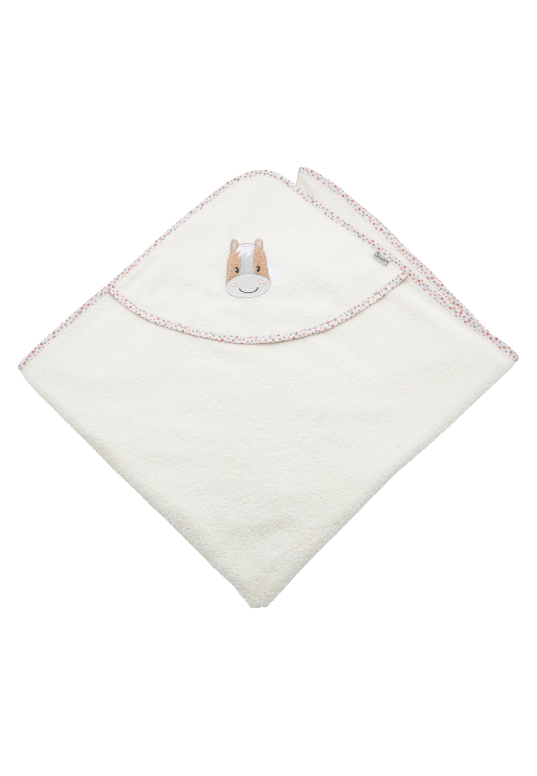 Sterntaler Kapuzenbadetuch 100x100 cm Pferd Sunny - Badetuch mit Applikation auf der Kapuze - Babybadetuch aus saugfähiger Baumwolle, Ecru