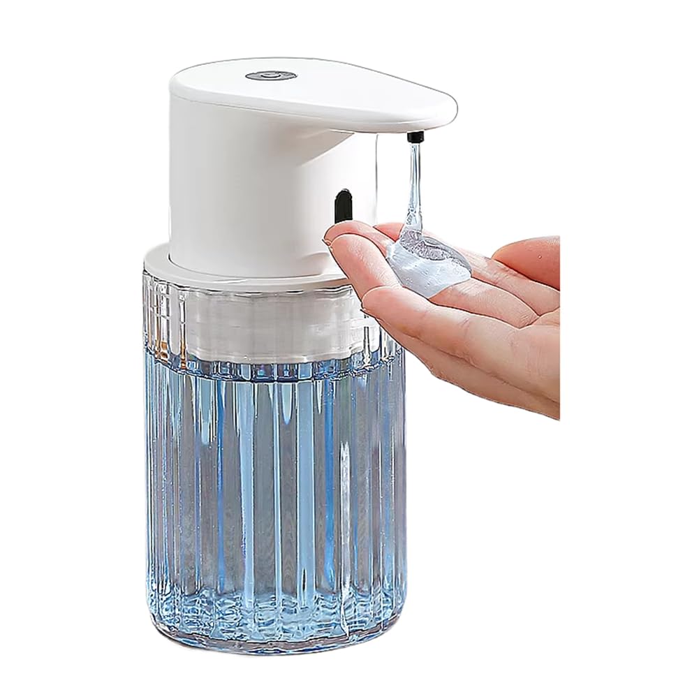 Hndhbfgrt Touchless Hand Soap Dispenser 300ml Automatic Liquid Soap Dispenser Rechargeable Gel for Bathroom Kitchen A