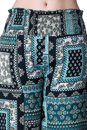 Image of POPWINGS Casual Boho Printed Side Wide Leg Trousers for Women || Summer Wear Comfortable Pull-On Women Trousers || Western Loose-Fit Trousers || Stylish Women Casual Trousers