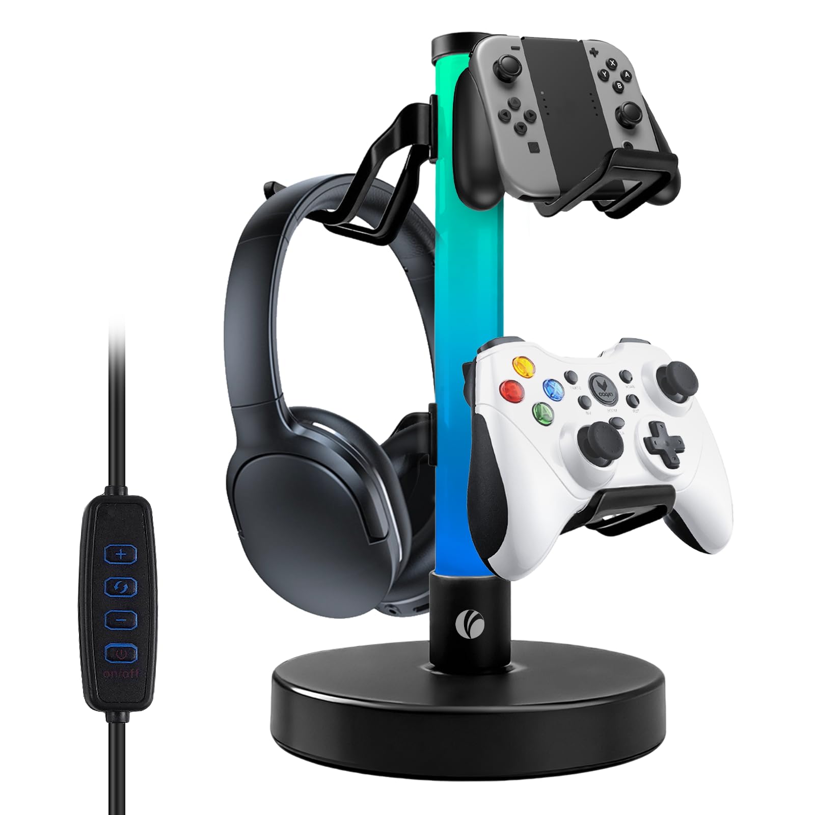 VCOM Headphone Stand with 17 Light Modes Gaming Controller Holder with Remote Control PC Gaming Accessories for Desk