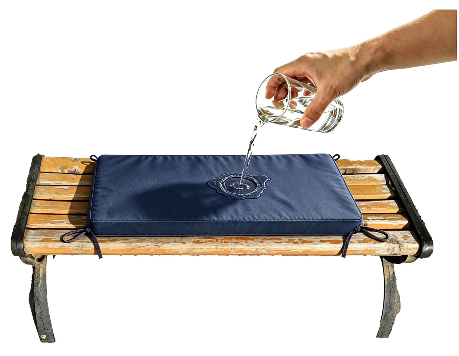 ILiemao Outdoor Swing Seat Cushions Waterproof 80% 5cm/1.9" Thick Outdoor Bench Cushion, Settee Couch Pads with Zipper Washable, Patio Swing Seat Cushion with Ties(Navy Blue,50x40 cm 20x16 in)