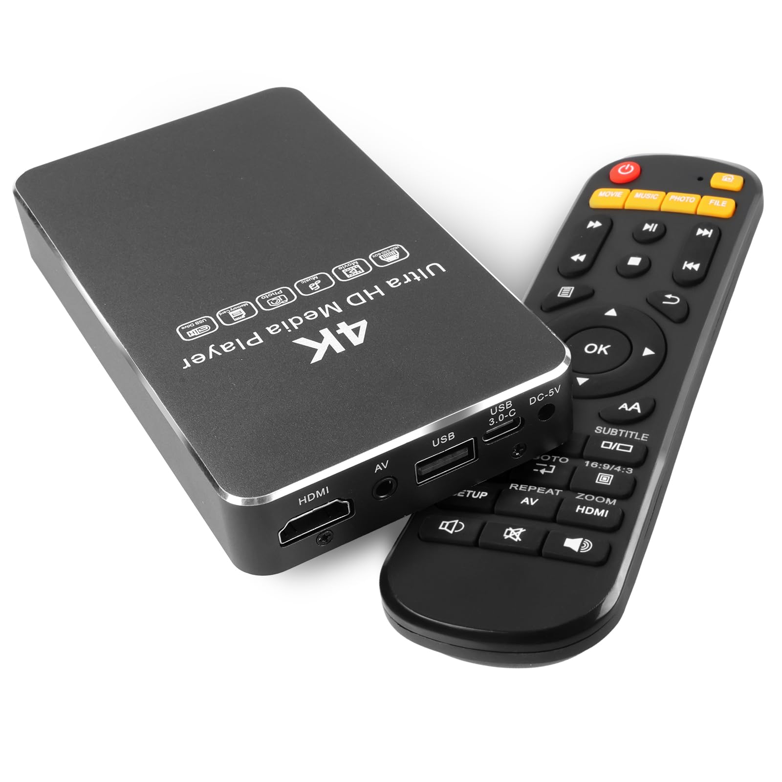 ACEMAX Lecteur multimédia hors ligne 4K @ 60 Hz avec boîtier SATA HDD/SSD 2,5", lecteur de signalisation numérique H.265/HEVC avec lecture automatique, boucle et reprise, USB, microSD, HDMI et sortie