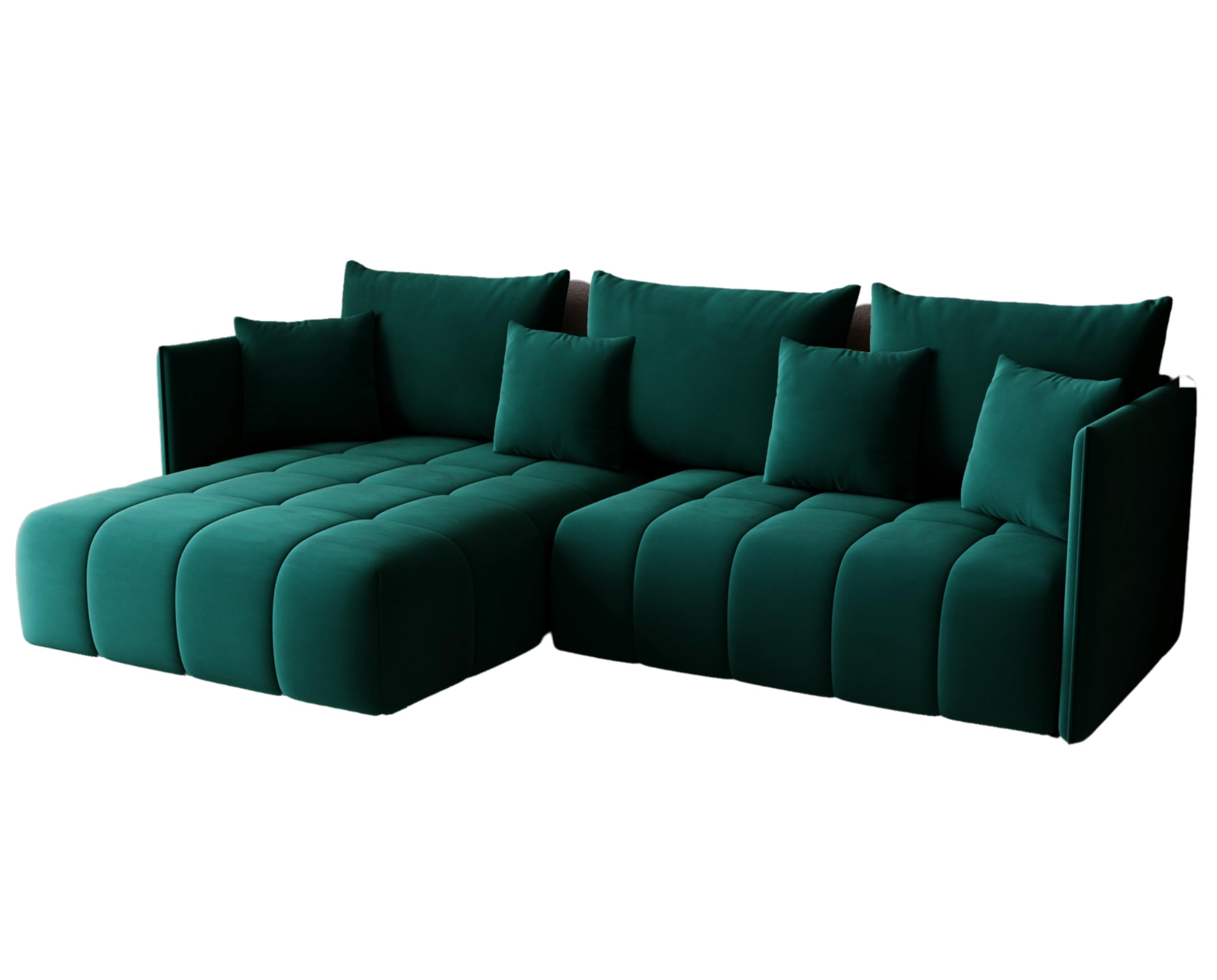 Narożnik GONA z funkcją spania 245 x 180 cm – Elegancki, trwały i wolnostojący – Automat ułatwiający rozkładanie – 246 x 188 x 93 cm – Monolith 37 (butelkowa zieleń)