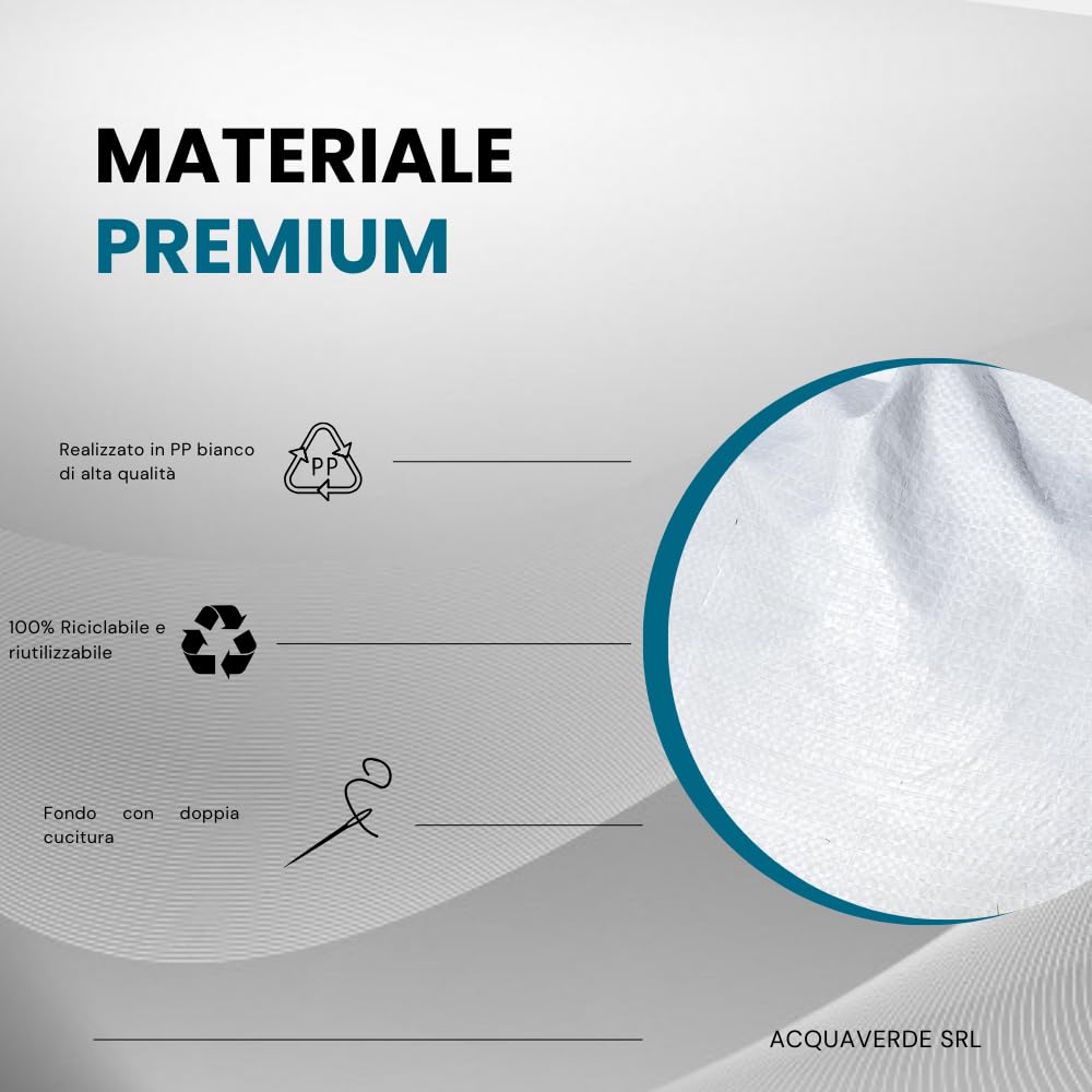 acquaverde | 50 Sacchi in Polipropilene 70x120 cm, Bianchi - Ideali per Raccolta di Olive, Patate e Cereali | Ottimi per Giardinaggio