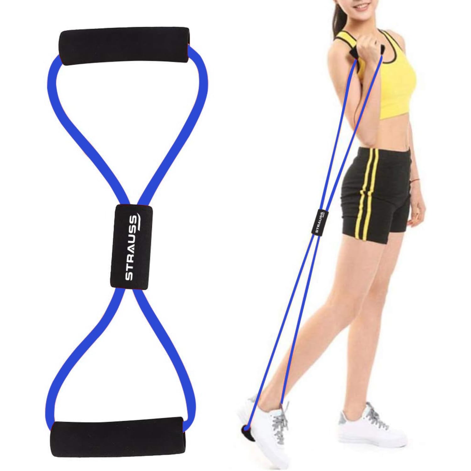 Strauss Yoga Chest Expander | Ideal for Yoga, Gym, Home Workout | Premium Natural Latex, Lightweight, Soft & Comfortable Handle | 8 Shape Toning & Resistance Tube, (Blue) (B085TG216P) Amazon Price History, Amazon Price Tracker