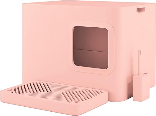 Meowy Studio Loo XL - Caja de arena para gatos con base de cuchara, soporte para cuchara, color rosa rubor