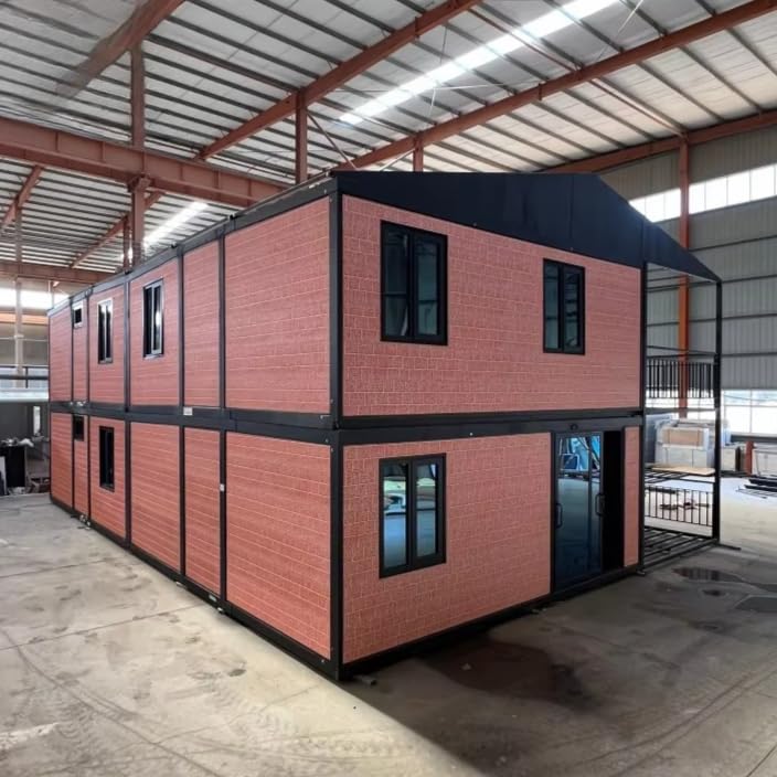2-Story Luxury Expandable Container House 20ft Tiny Home Prefab Flat Movable Double-Layer Frame 2 3 4 5 Bedroom with Kitchen & Bathroom Villa Mobile Prefabricated Modular Home for Adults to Live in - Image 3