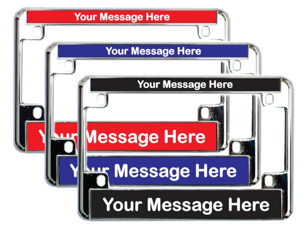 Custom Motorcycle License Plate Frame Personalize On Line Now (Silver Metal Frame)
