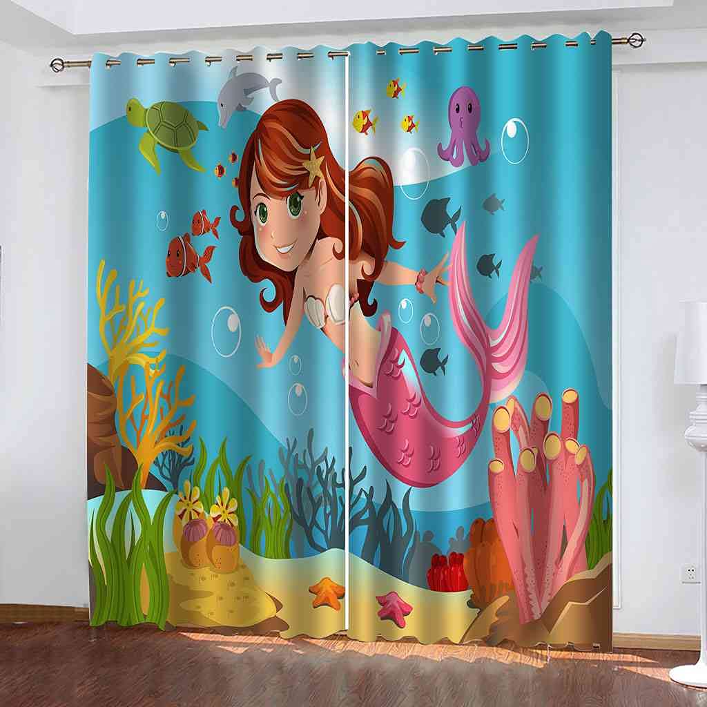Rideau occultant sirène rose lot de 2 rideaux à oeillets isolant 200x214 cm