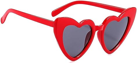 YUGUOLAN Herz Sonnenbrille Rot, Rote Sonnenbrille, Sonnenbrille Herz Rot, Sonnenbrille Rot, Vintage Sonnenbrillen Herzform, Für Damen Herren Kinder Party Reise Fotoshooting (Rot)