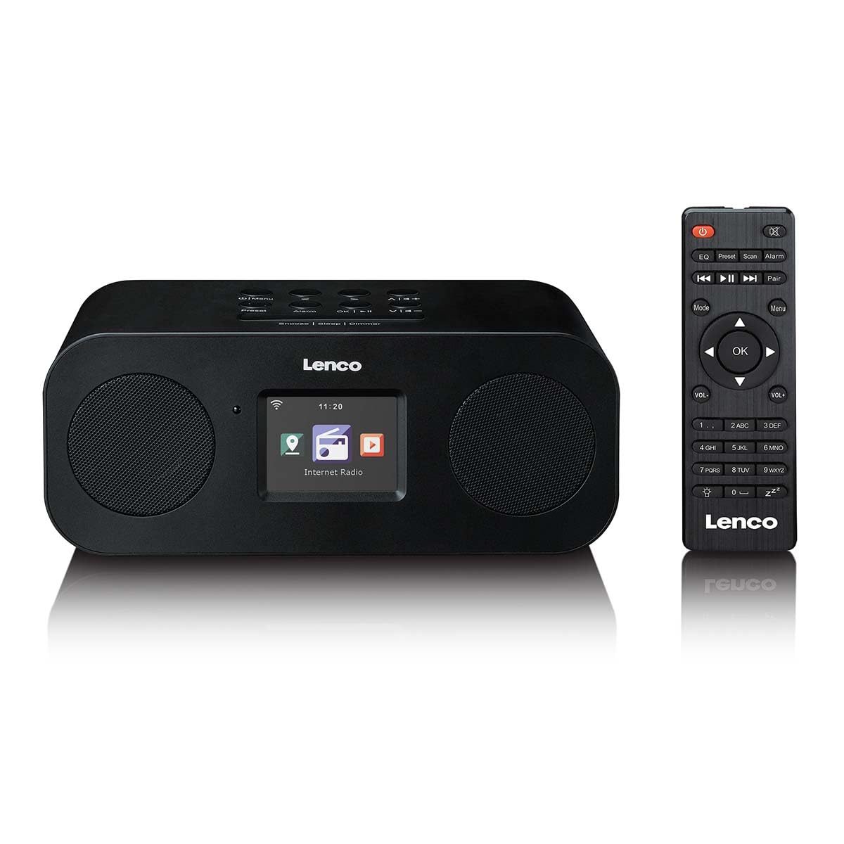 Lenco DIR-121 Radio Internet stéréo avec Dab+, FM et Bluetooth 5.3, écran Couleur TFT LCD 2,4", 2 x 3 W RMS, Wi-FI, télécommande, réveil, minuterie de Sommeil