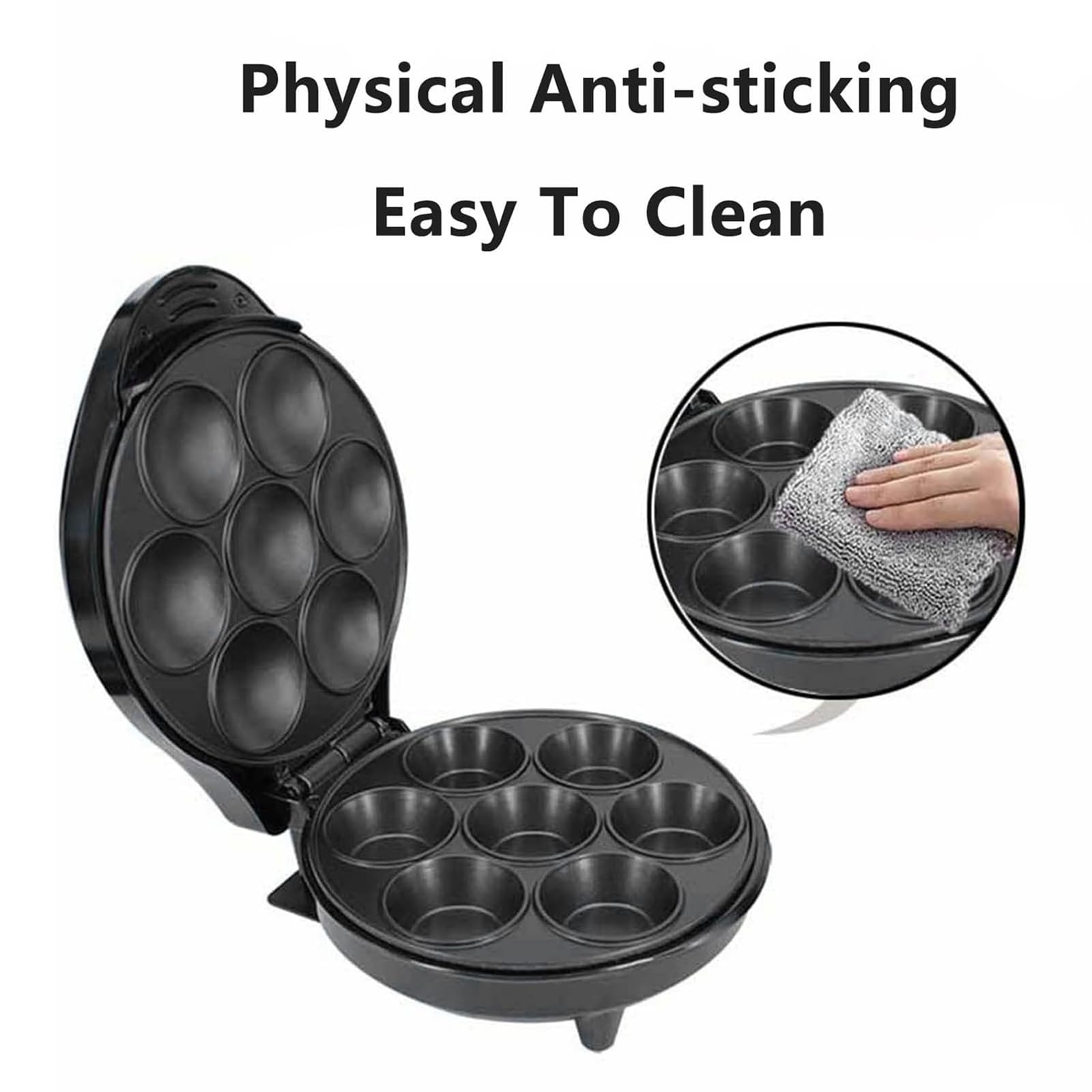 Mini Machine Électrique à Tartes et Quiches, Appareil de Cuisson à Double Chauffage 1200W avec Indicateur LED, Pieds Antidérapants et Poignée, Machine à Gâteaux Multifonction pour Snacks et Desserts