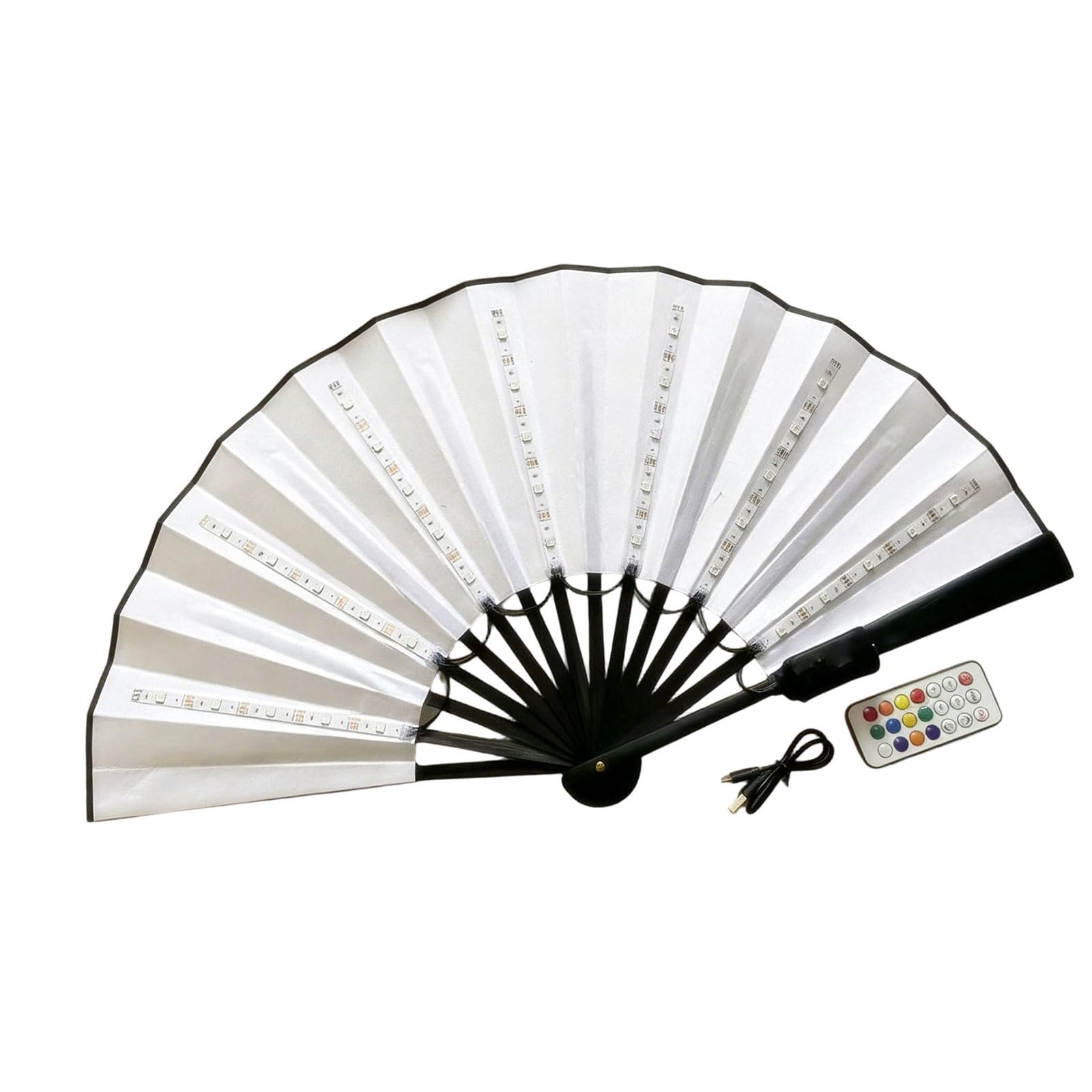 Jazuaiao Beautiful Fluorescent LED Handheld Fan with Remote for Weddings Concerts and Themed Incidents Dance Accessory
