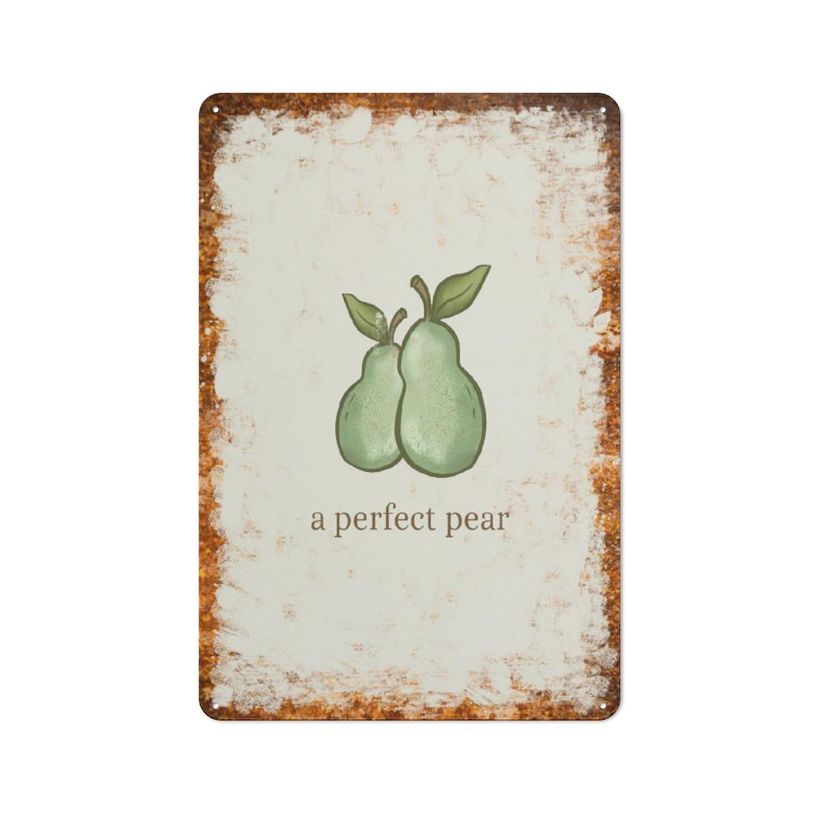 peiyeety Metal Tin Sign Green Pears With Text Pattern Vintage Rustic Wall Art Kitchen Bathroom Bedroom Living Room Cafe Farmhouse Entryway Office Garage Home Bar Laundry Room Porch Patio 6x8 Inch