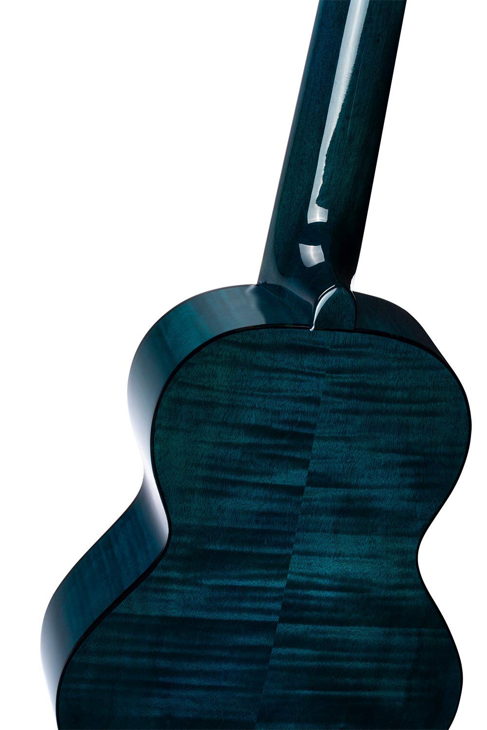 Ortega Guitars Reise Gitarre Elektro-Akustisch – Mini Travel Series – Geflammtes Mahagoni, Hochglanz Blau (RGLE18BLF)