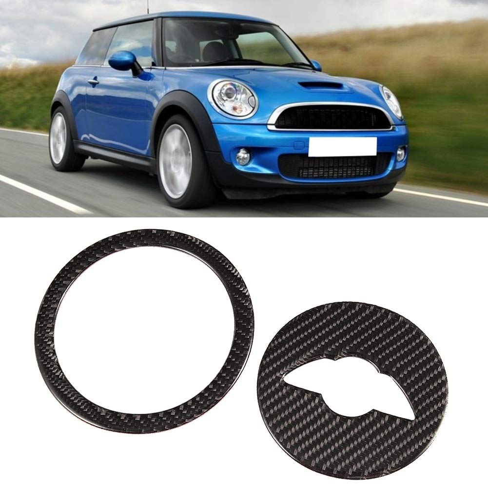 KSTE Pokrowiec na kierownicę z włókna węglowego, akcesoria do Mini Cooper Clubman, Countryman, Paceman R55 R56 R60 R61 - czarny, 1+2