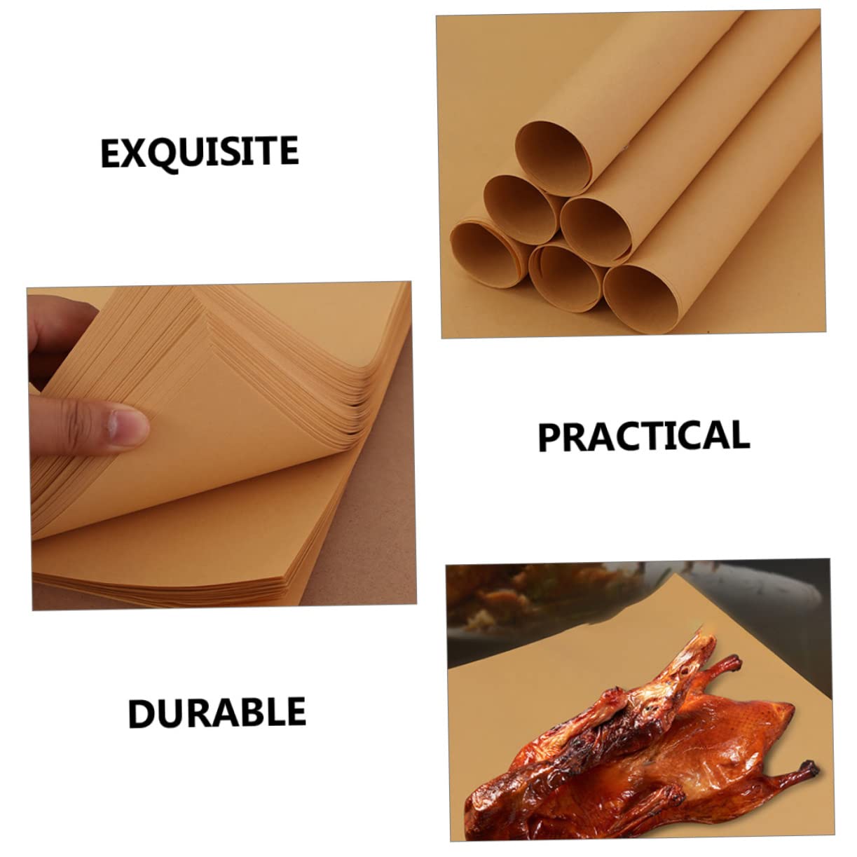 Papel para Envolver Alimentos de Pulpa de Madera 300 Hojas | Color Caqui, Resistente Grasa Desgarro, Contacto Directo Comida sin Olor Desagradable