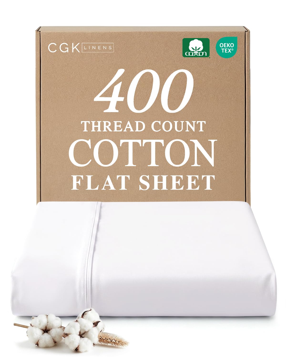 queen 400 thread count 100% cotton flat sheet - comfortable, cooling & breathable cotton - top flat sheet only - luxury hotel quality bedding - extra soft and comfy - easy care, wrinkle free - white
