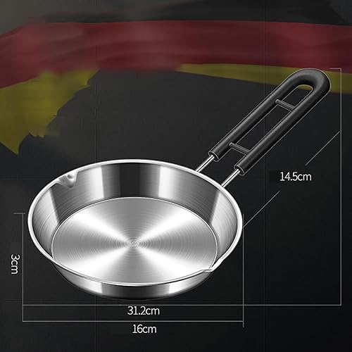 Miniatura 7 de Sartén de acero inoxidable 304, antiadherente, mini sartén wok, huevo, panqueques con mango para inducción de estufa de gas, 6.3 in